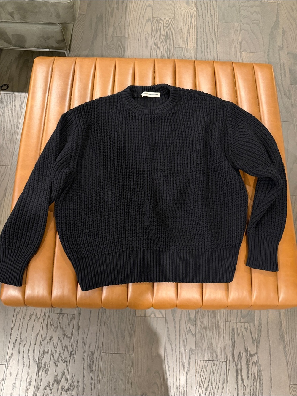 Every Other Thursday Men's Black Textured Crewneck Sweater
